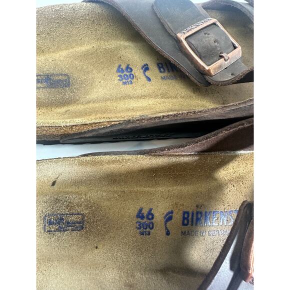 Birkenstock Arizona Soft Footbed Oiled Leather Sandals Brown Slides Mens Size 13 - Picture 12 of 14